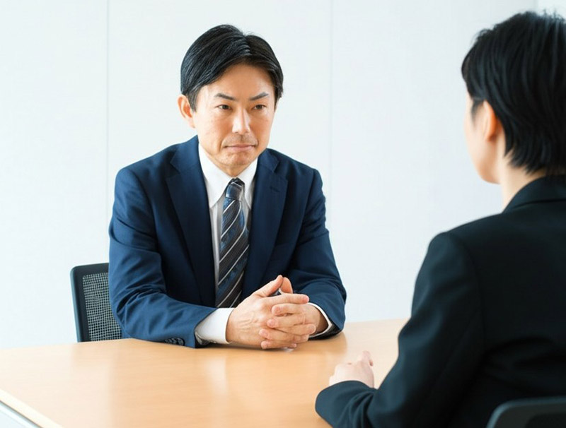 man interviewing